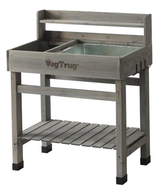 Deluxe Potting Table (inc tray and hooks) - Grey Wash - FSC 100%