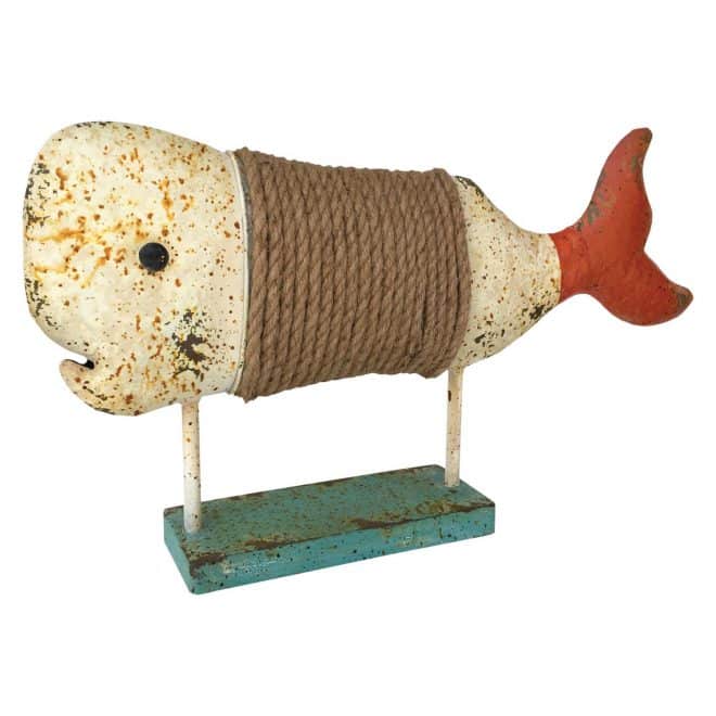 Figurine - Whale - White, Rope & Red