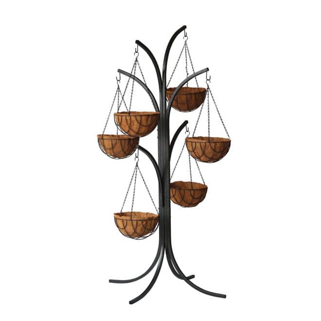 Hanging Basket Stand - Holds Six Baskets - Hammertone