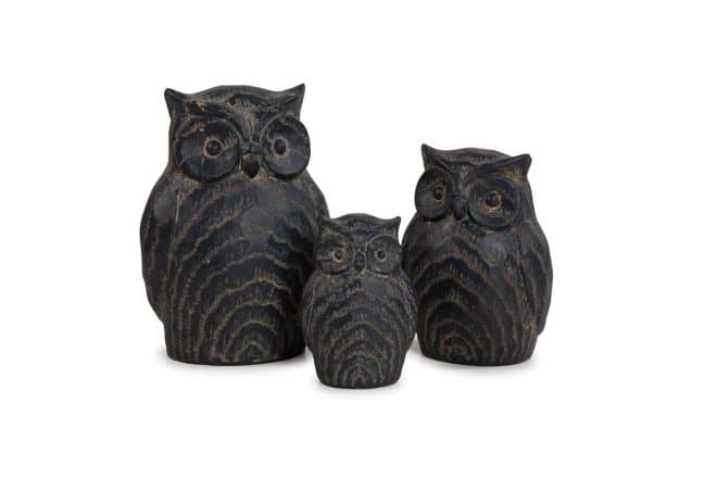 Owl - Set of 3 - Charcoal Wood Finish