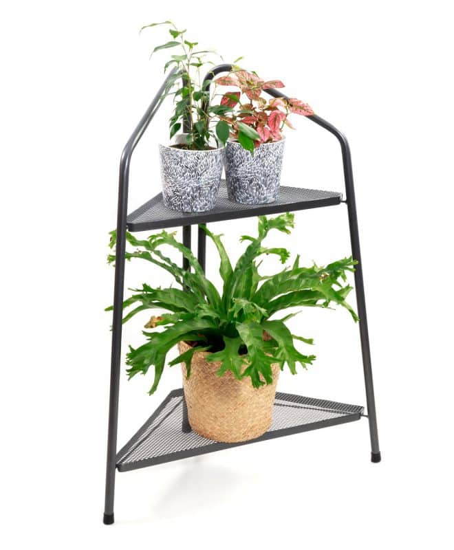 Plant Stand Modern Corner - 2 Shelf