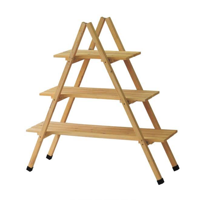 A Frame Timber Plant Stand - 3 Shelf - Natural - FSC 100%