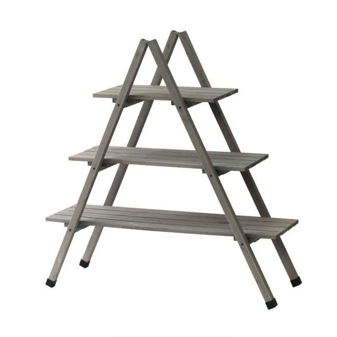 A Frame Timber Plant Stand - 3 Shelf - Grey Wash - FSC 100%