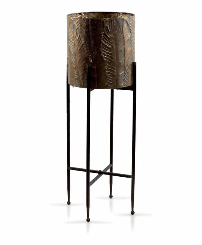 Jungle Cylinder Planter on Legs 20 - Antique Bronze Finish