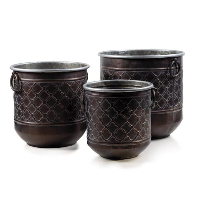 Baroque Planter set of 3 - Antique Black Finish