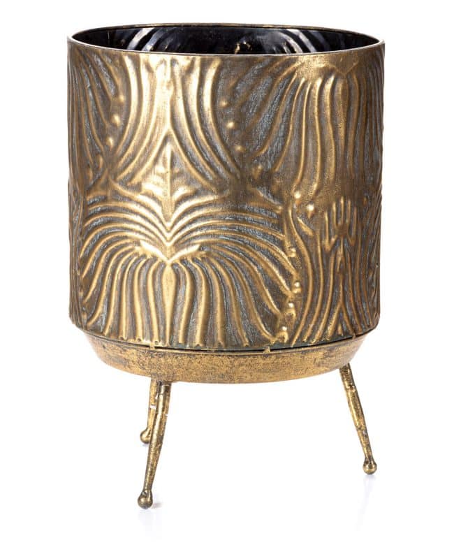 Mayan Planter on Legs 35 - Antique Gold Finish