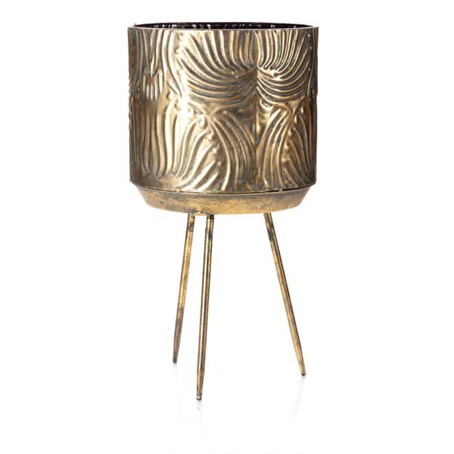 Mayan Planter on Legs 47.5 - Antique Gold Finish