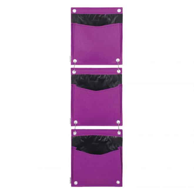 Wall Felt Planter - 3 Pockets - Purple