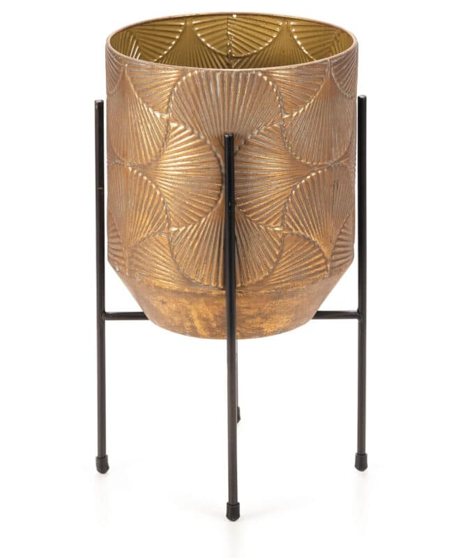Quatro Deco Planter on Legs 47cm - Aged Brass Finish