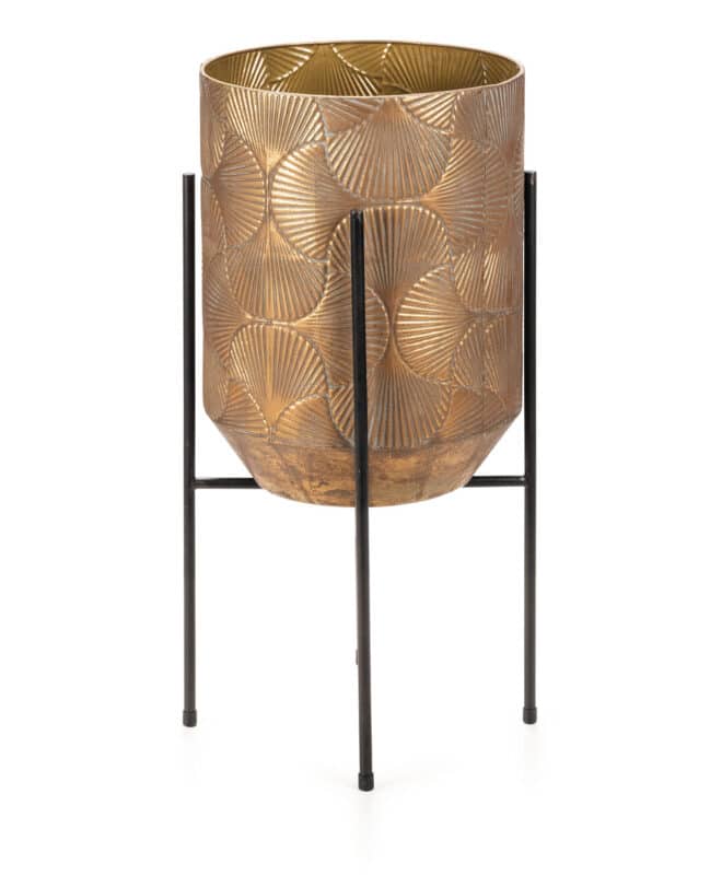Quatro Deco Planter on Legs 61cm - Aged Brass Finish