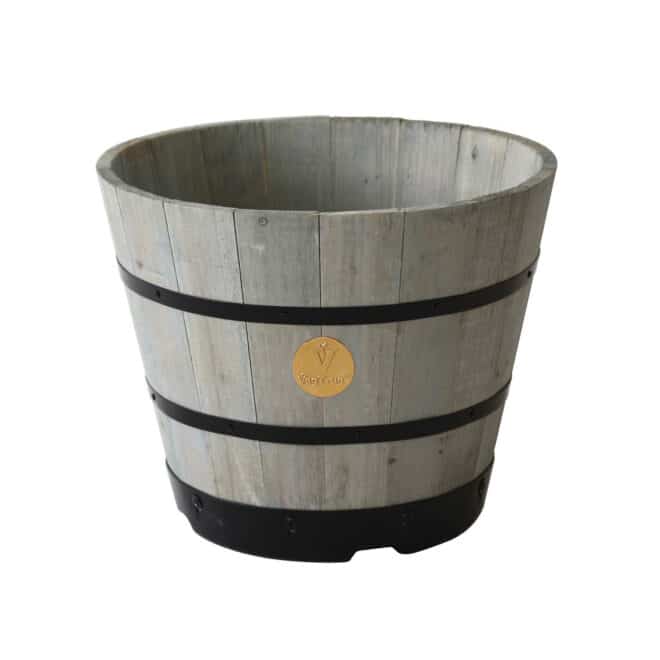 VegTrug Wooden Barrel 37cm - Grey Wash - FSC 100%