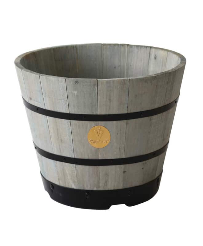 VegTrug Wooden Barrel 46cm - Grey Wash - FSC 100%