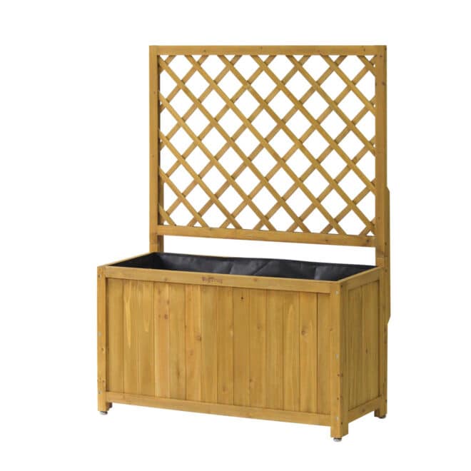 Wooden Trellis Box - 90cm (with liner) - Natural - FSC 100% - Image 8