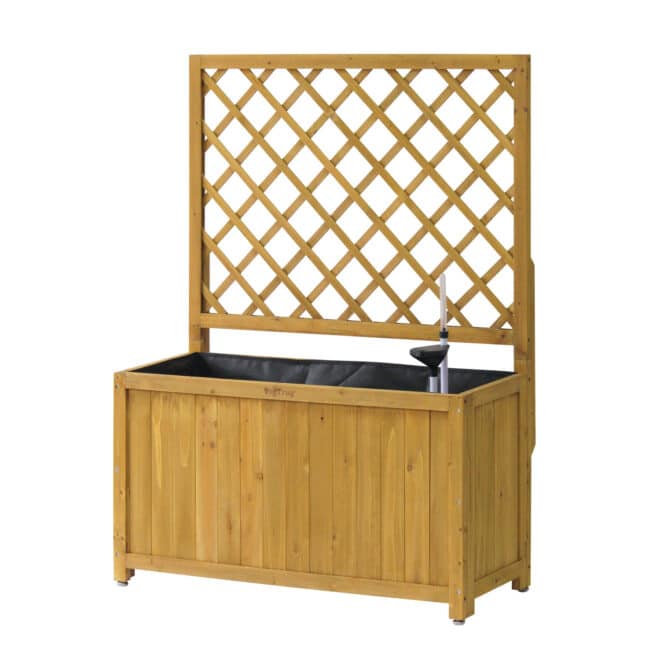 Wooden Trellis Box - 90cm (with liner) - Natural - FSC 100% - Image 9