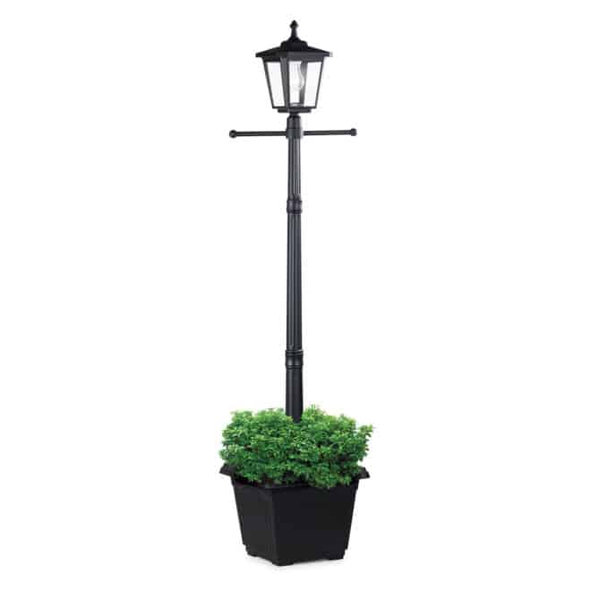 Solar Square Post Light - Single with Planter