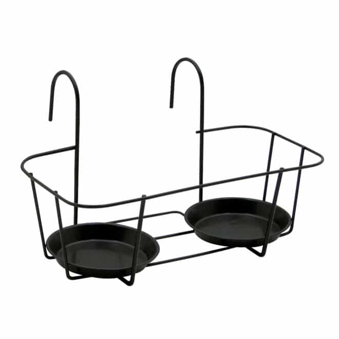 Double Wire Planter Holder 34cm - Black - Image 2