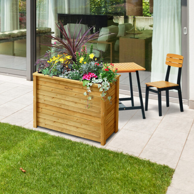 Wooden Planter Rectangle Tall - Natural (FSC 100%) - Image 15