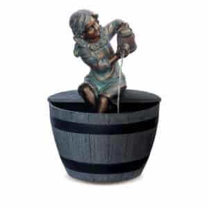 Girl Watering Water Feature with lights