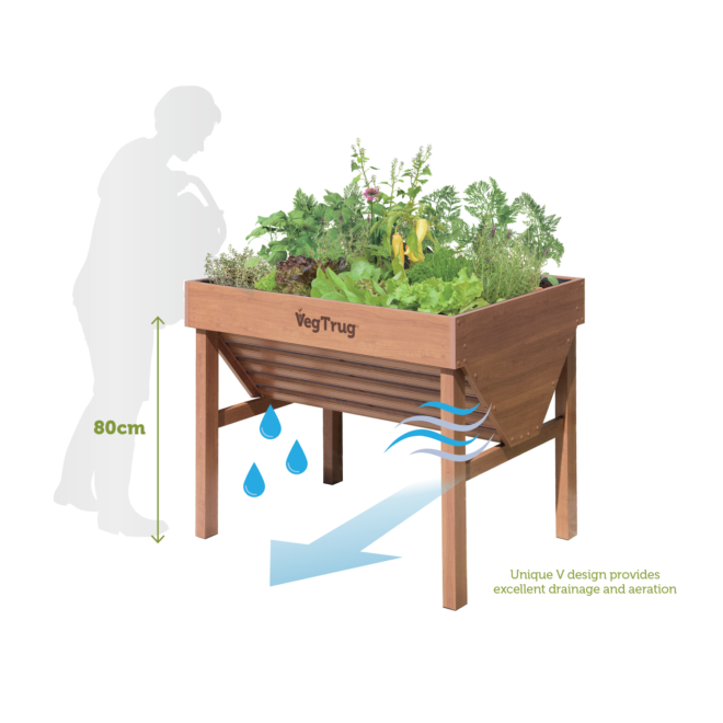 VegTrug Aluminium - 1m - Natural Wood Effect - Image 2