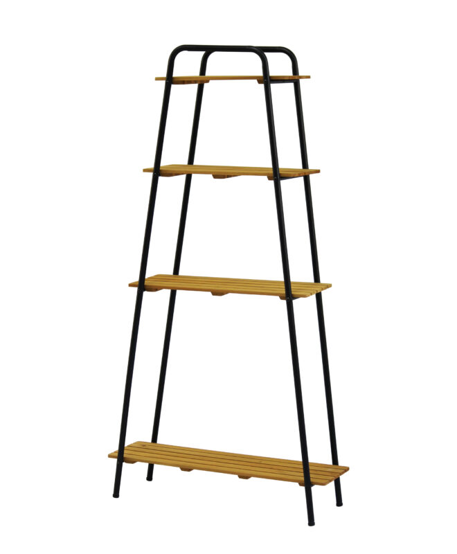 timber and steel plant stand shelving unit