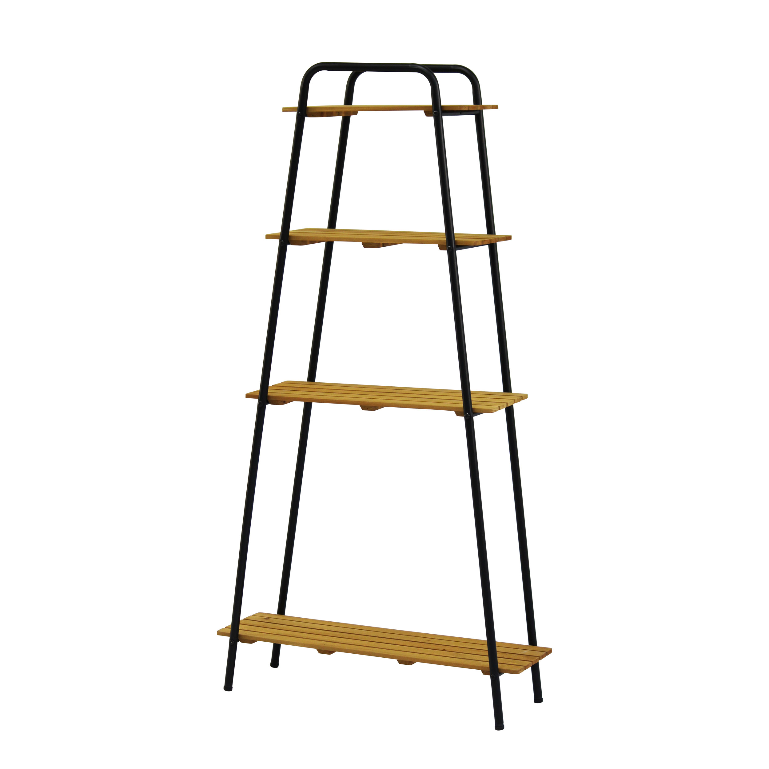 timber and steel plant stand shelving unit