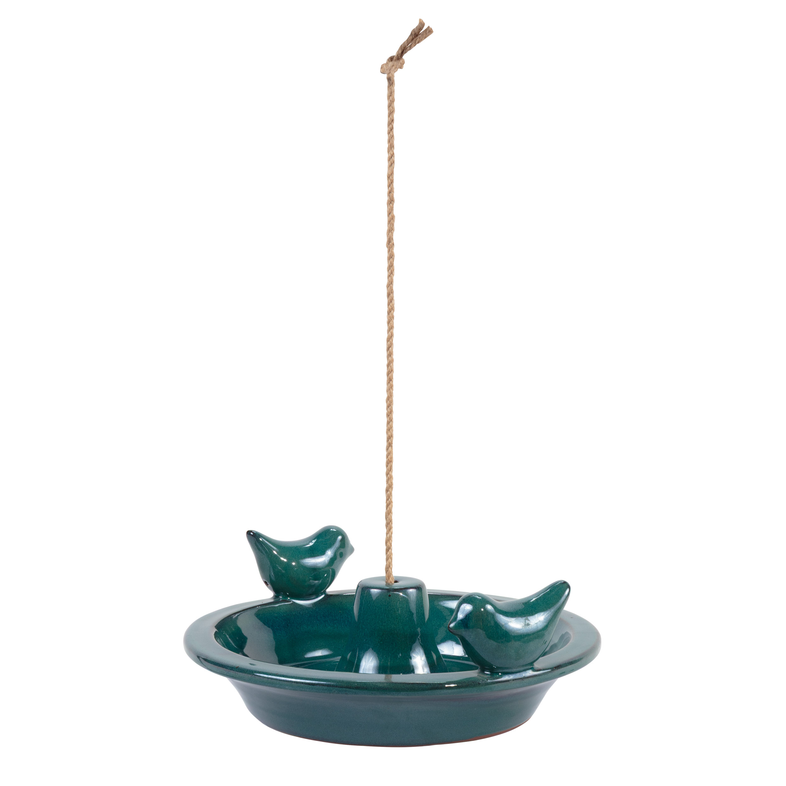 Hanging Terracotta Bird Feeder in Petrol Blue colour
